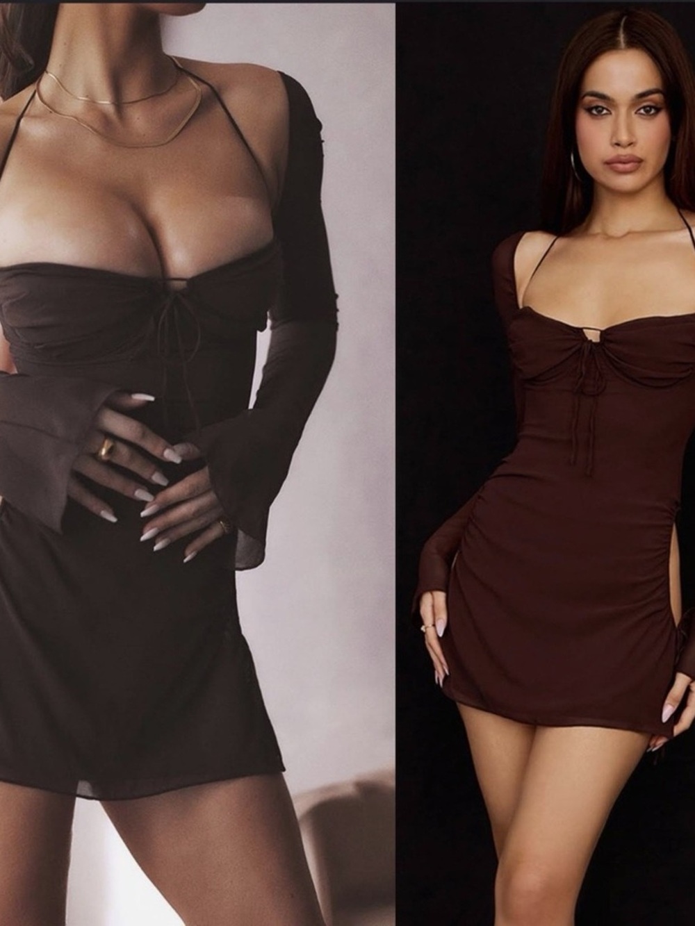NWT House of CB Baby Women’s Chocolate Brown Ruched Mini Dress